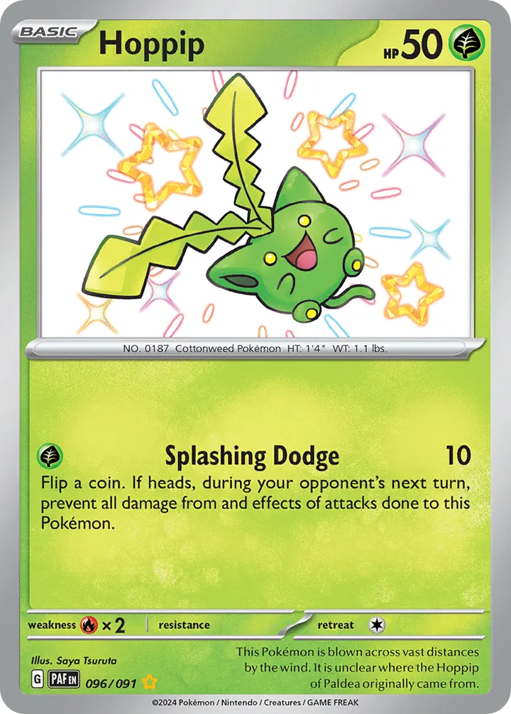 Front of Hoppip 96, Scarlet & Violet—Paldean Fates English