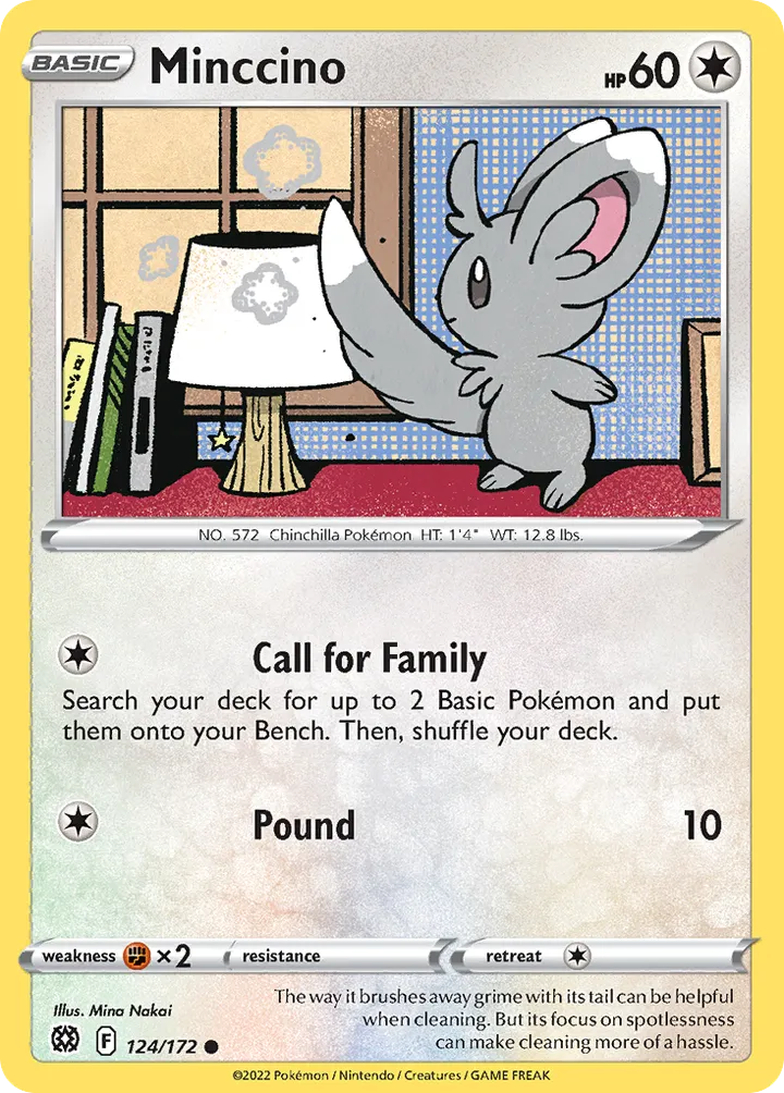 Sword & Shield—Brilliant Stars 영어판 Minccino 124 카드 앞면