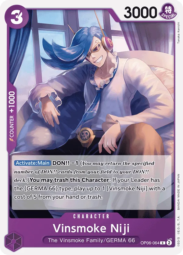 Wings of the Captain 영어판 Vinsmoke Niji OP06-064 · 재록 카드 앞면