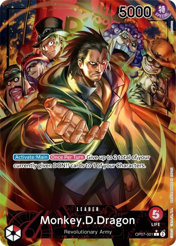 500 Years in the Future 영어판 Monkey.D.Dragon OP07-001 · 패럴렐 카드 앞면
