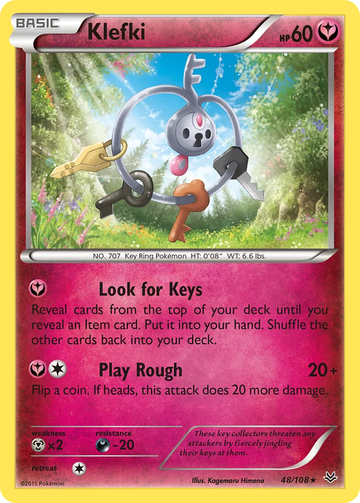 XY—Roaring Skies 영어판 Klefki 48 카드 앞면