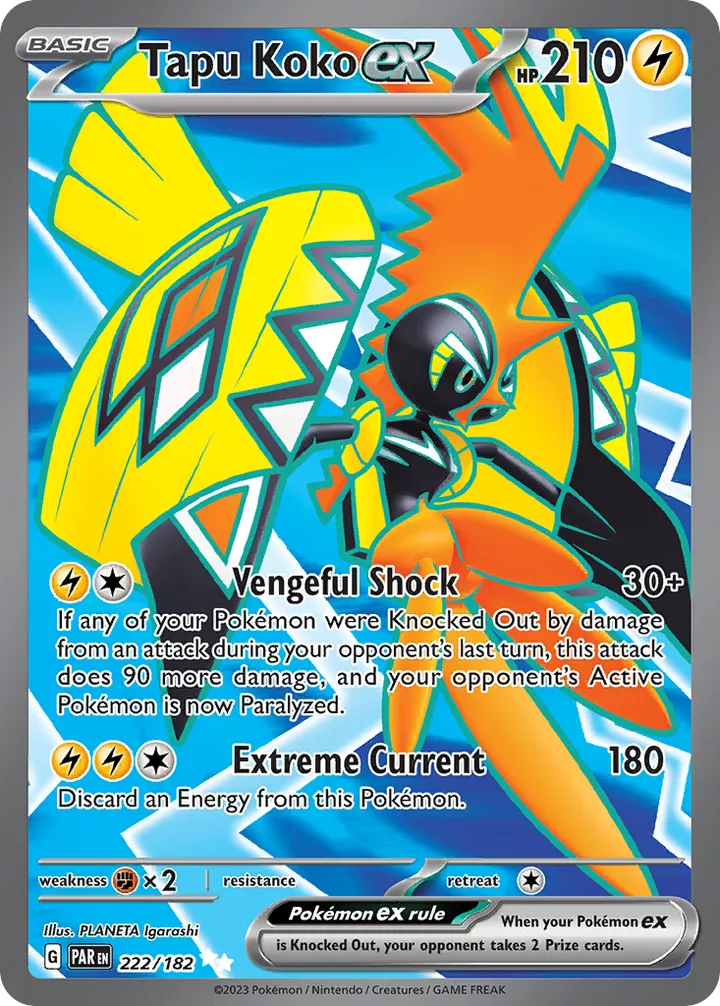 Scarlet & Violet—Paradox Rift 영어판 Tapu Koko ex 222 카드 앞면