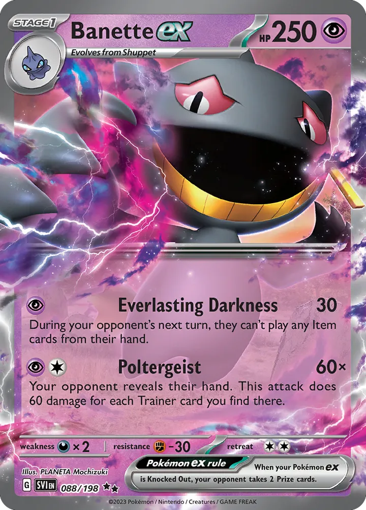 Front of Banette ex 88, Scarlet & Violet English