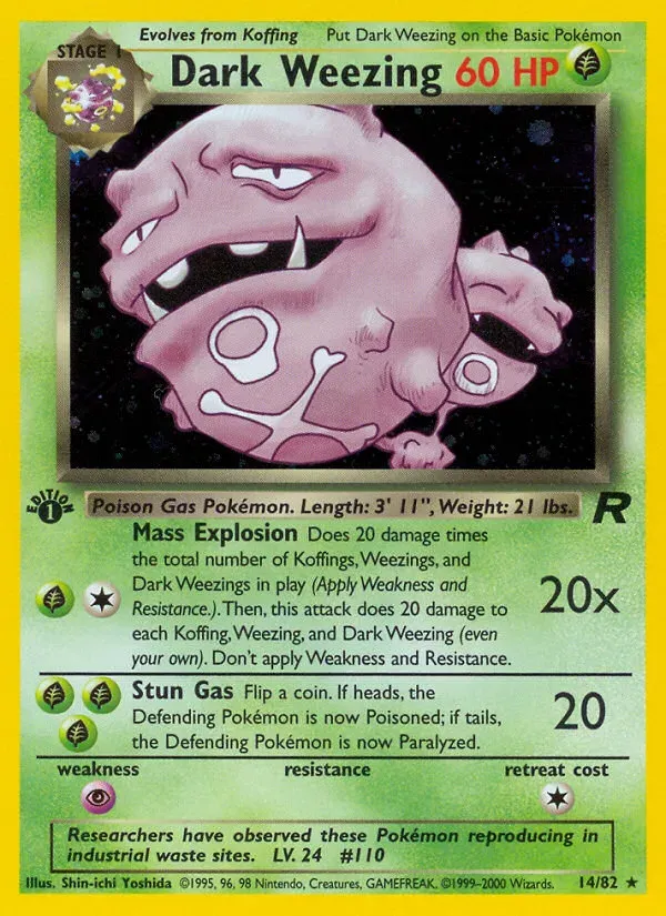 Team Rocket 영어판 Dark Weezing 14 카드 앞면