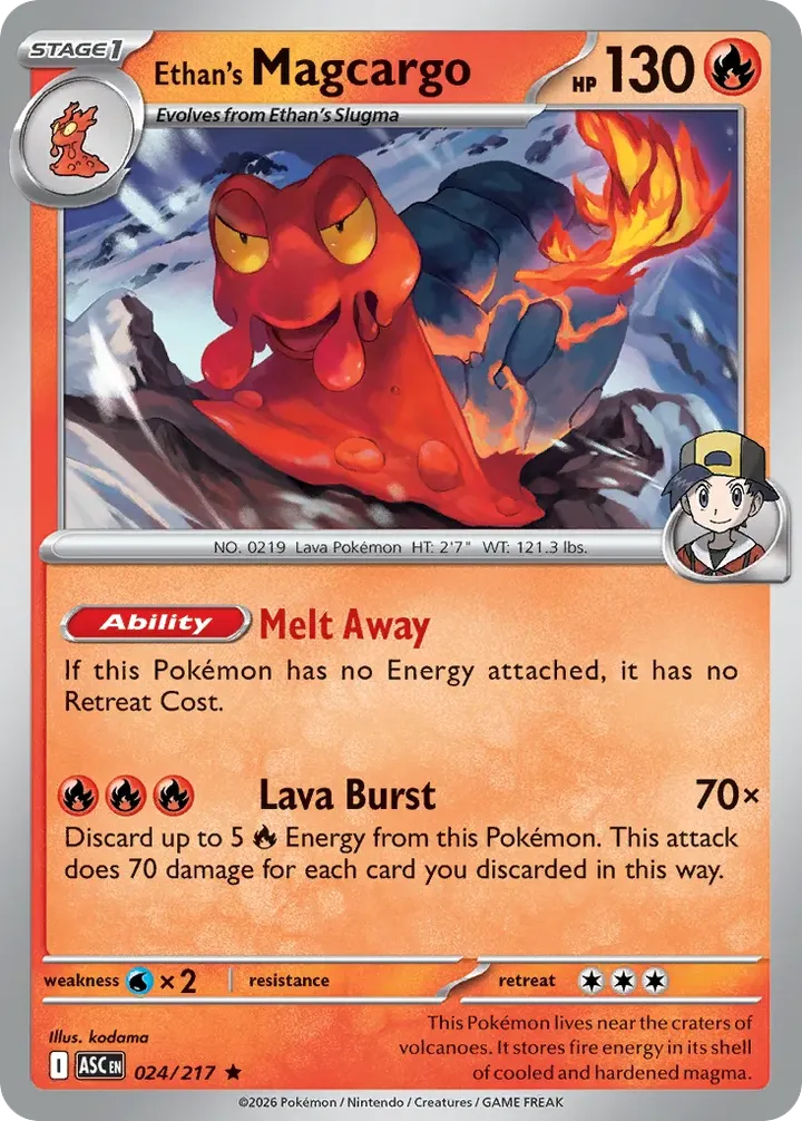 Mega Evolution—Ascended Heroes 英語版 Ethan's Magcargo 24 カード表面