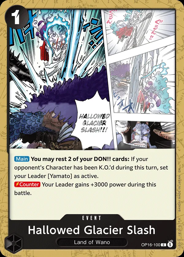 The Time of Battle 英語版 Hallowed Glacier Slash OP16-100 カード表面