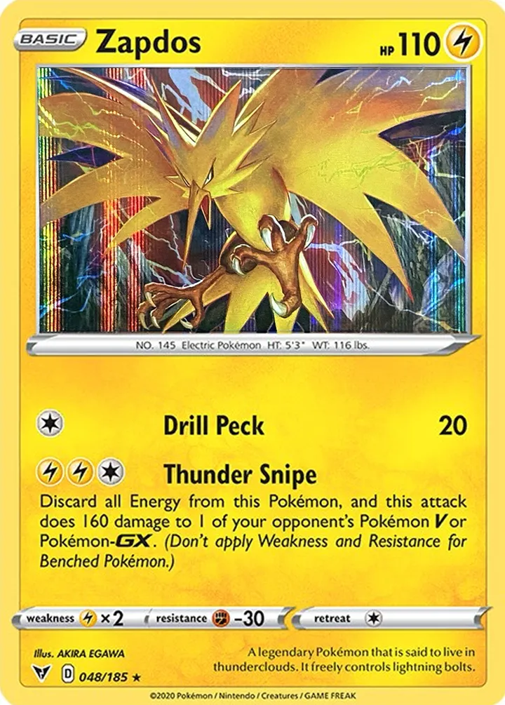 Sword & Shield—Vivid Voltage 英語版 Zapdos 48 カード表面