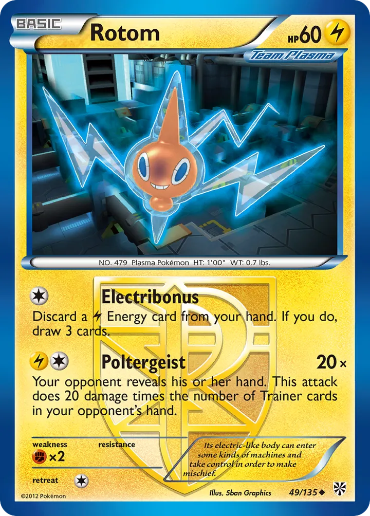 Black & White—Plasma Storm 영어판 Rotom 49 카드 앞면