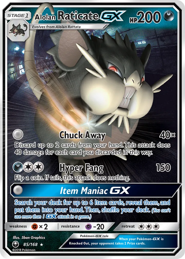 Sun & Moon—Celestial Storm 英語版 Alolan Raticate-GX 85 カード表面