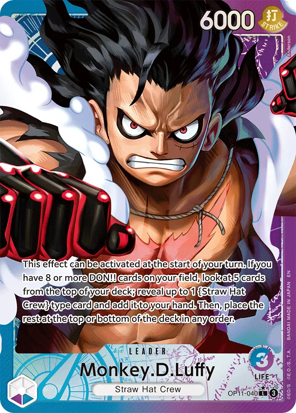 A Fist of Divine Speed 영어판 Monkey.D.Luffy OP11-040 · 패럴렐 카드 앞면