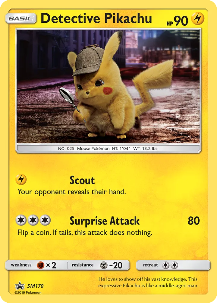 SM Black Star Promos 영어판 Detective Pikachu SM170 카드 앞면