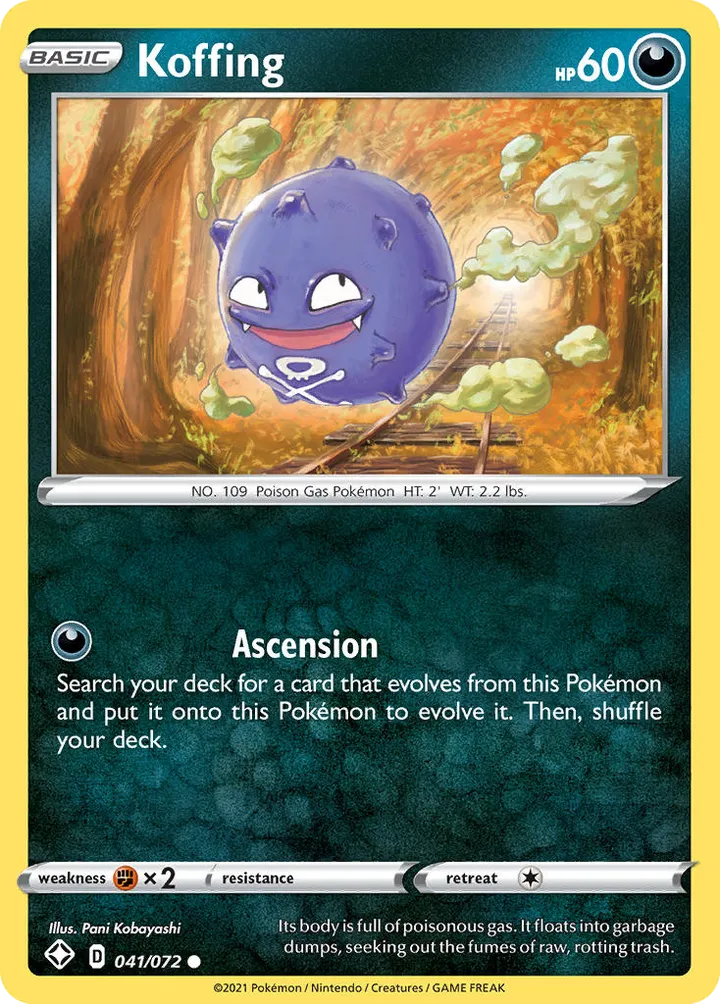Shining Fates 영어판 Koffing 41 카드 앞면