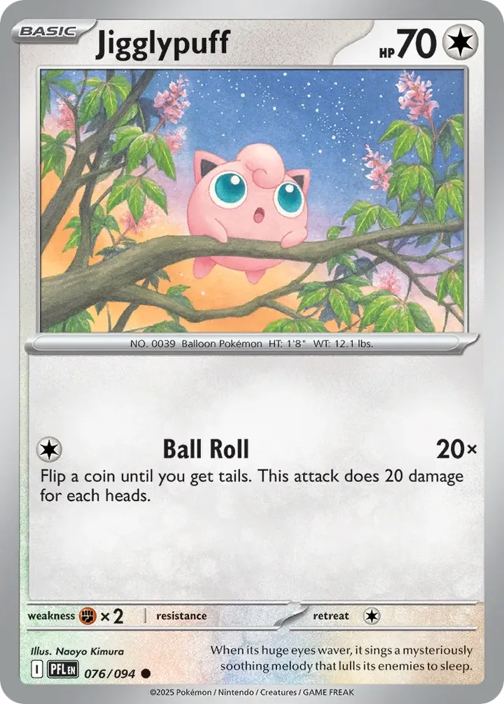 Mega Evolution—Phantasmal Flames 英語版 Jigglypuff 76 カード表面