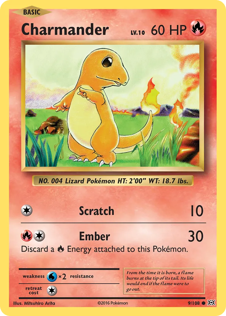 XY—Evolutions 영어판 Charmander 9 카드 앞면