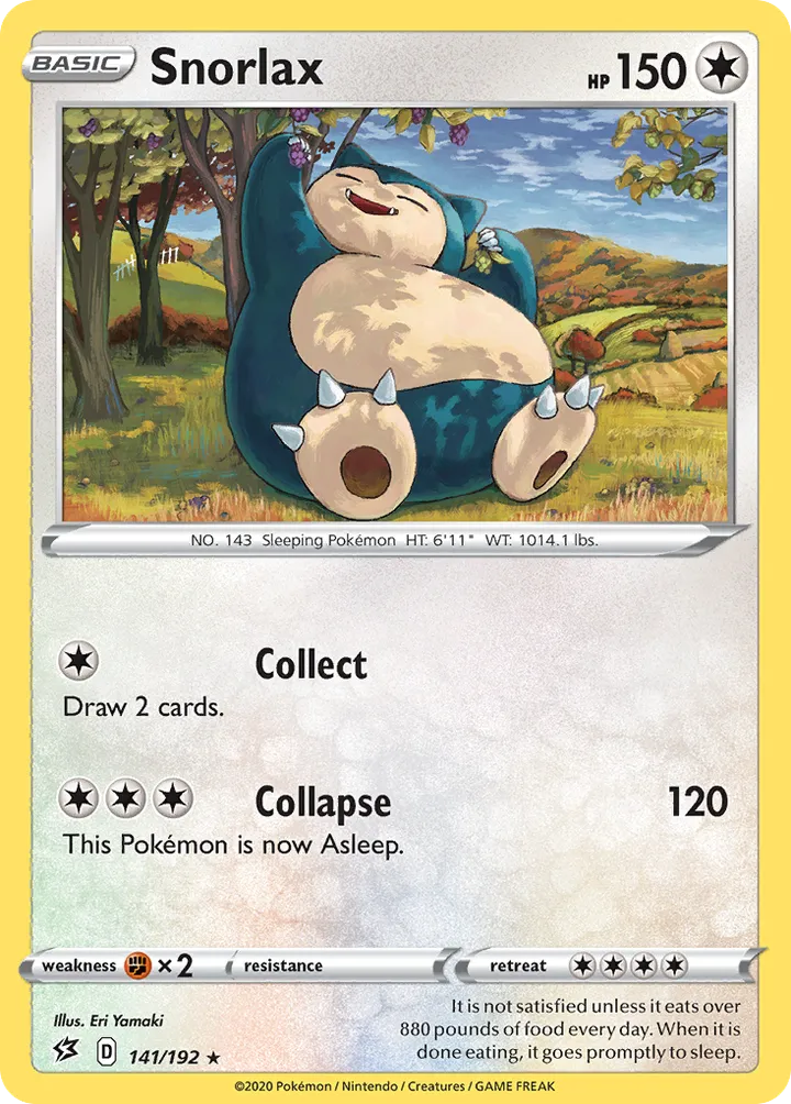 Sword & Shield—Rebel Clash 영어판 Snorlax 141 카드 앞면