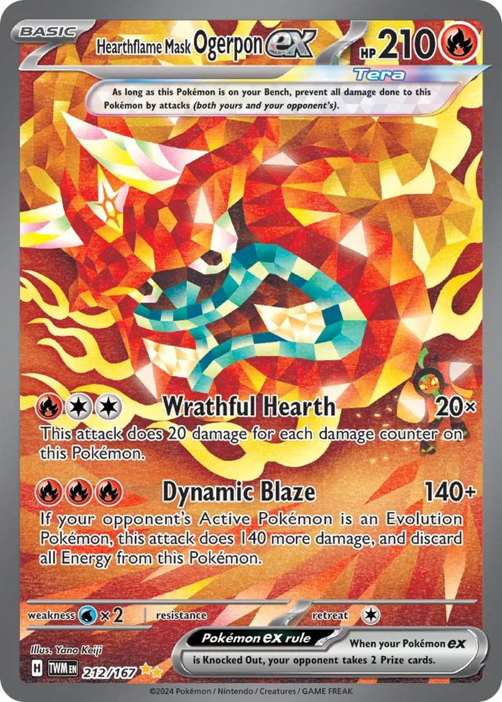 Front of Hearthflame Mask Ogerpon ex 212, Scarlet & Violet—Twilight Masquerade English