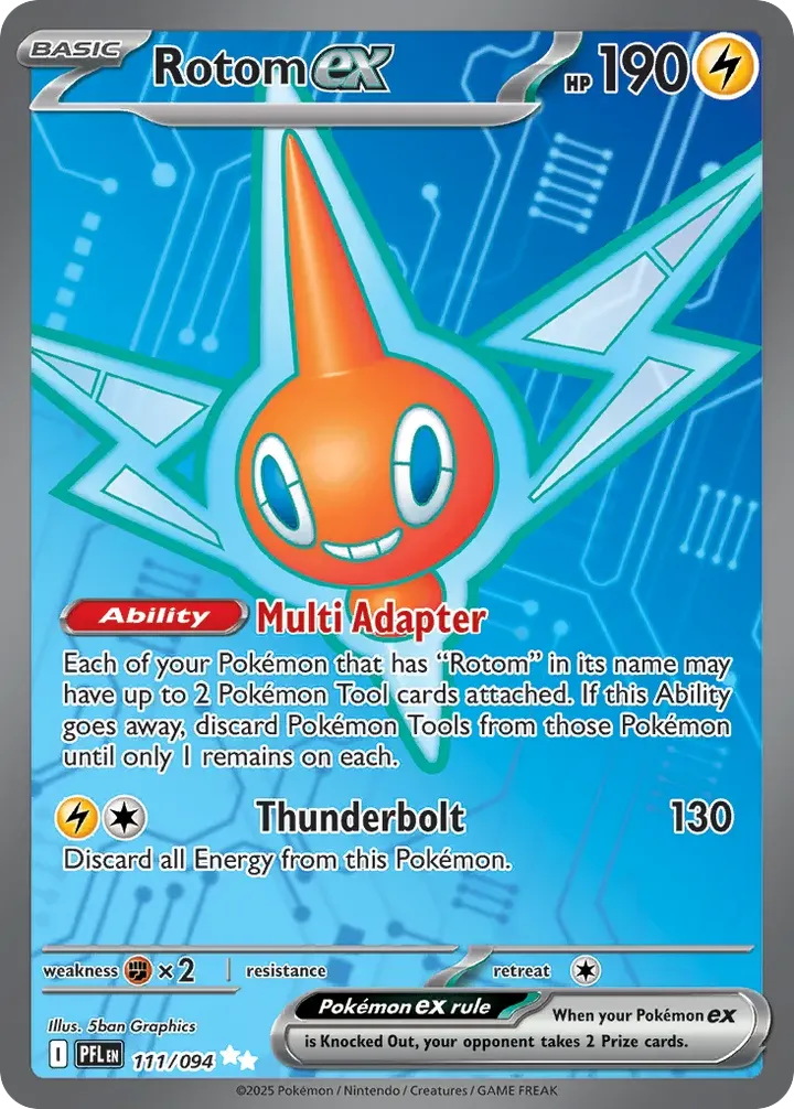 Front of Rotom ex 111, Mega Evolution—Phantasmal Flames English