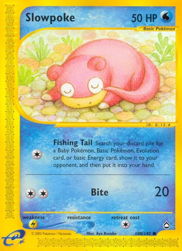 Aquapolis 영어판 Slowpoke 108 카드 앞면