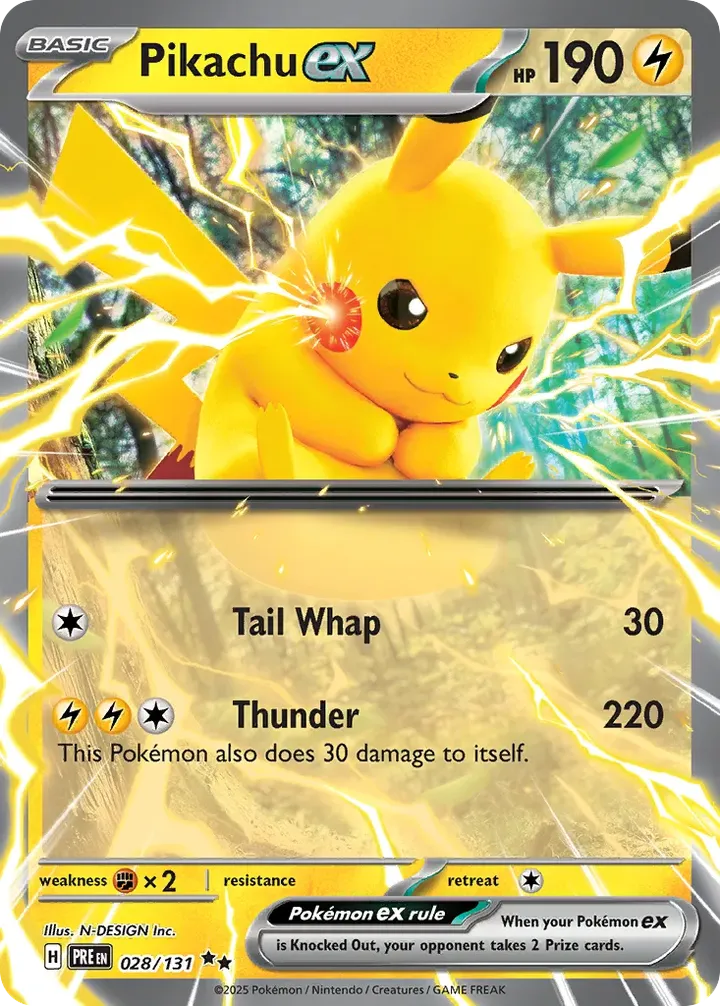 Scarlet & Violet—Prismatic Evolutions 영어판 Pikachu ex 28 카드 앞면