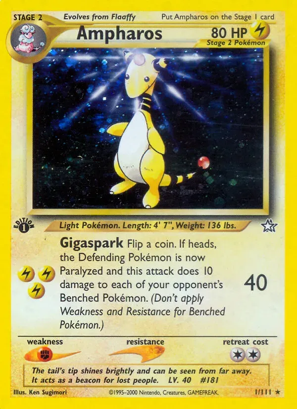 Neo Genesis 영어판 Ampharos 1 카드 앞면