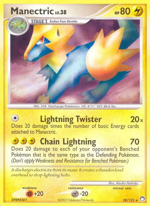 Diamond & Pearl—Mysterious Treasures 영어판 Manectric 28 카드 앞면