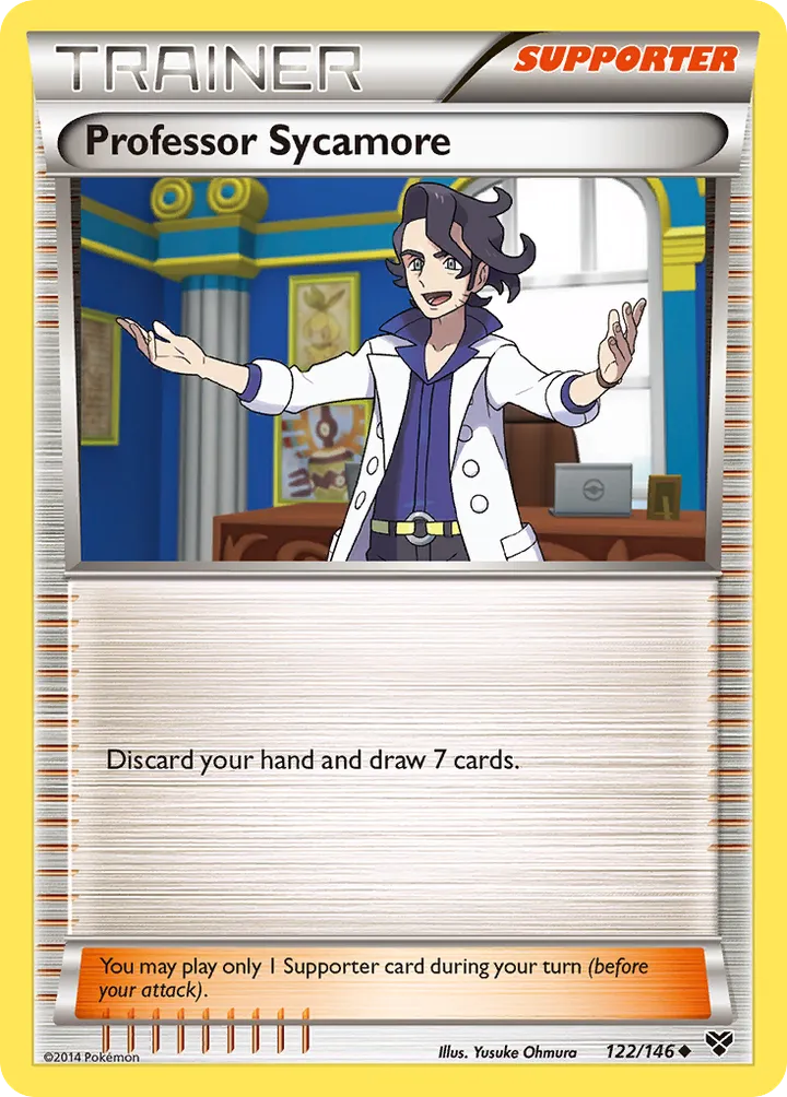 XY 영어판 Professor Sycamore 122 카드 앞면