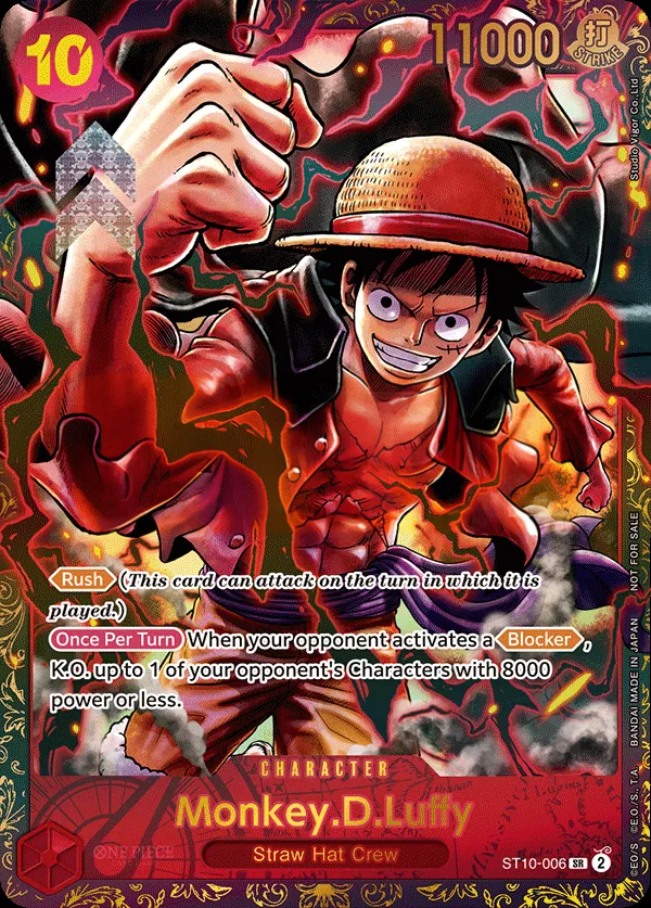 The Three Captains 英語版 Monkey.D.Luffy ST10-006 · パラレル カード表面