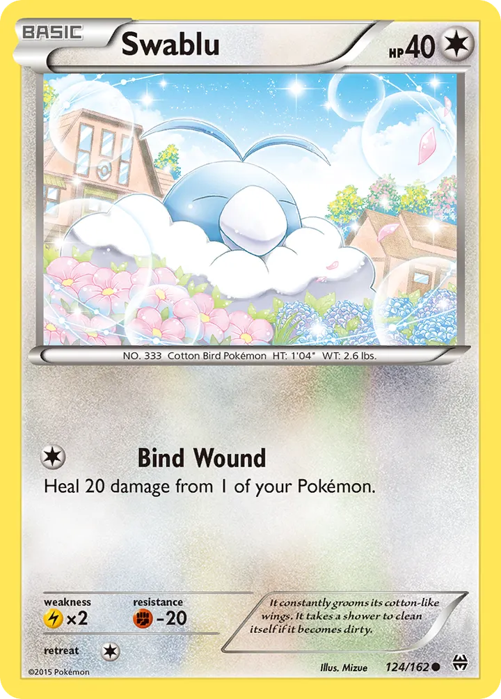 Front of Swablu 124, XY—BREAKthrough English