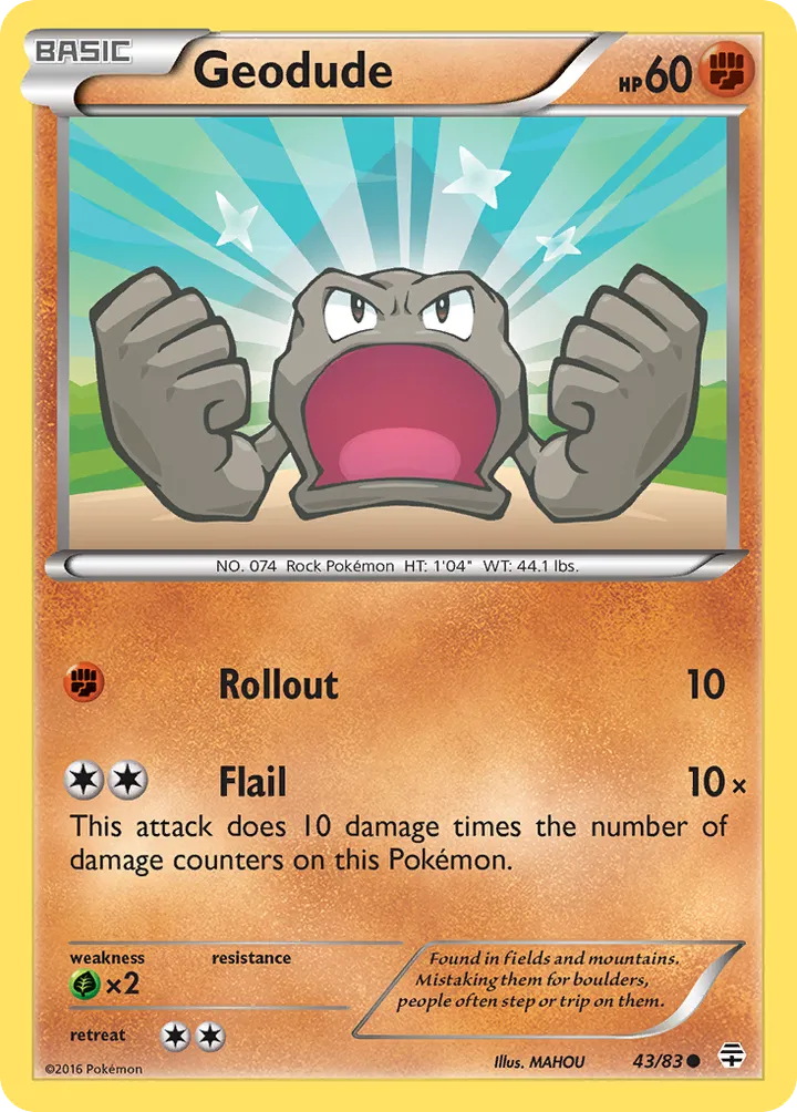 Generations 영어판 Geodude 43 카드 앞면