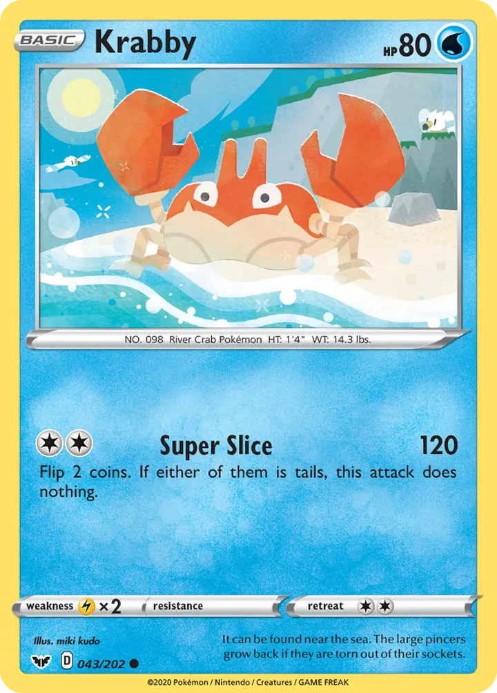 Sword & Shield 영어판 Krabby 43 카드 앞면