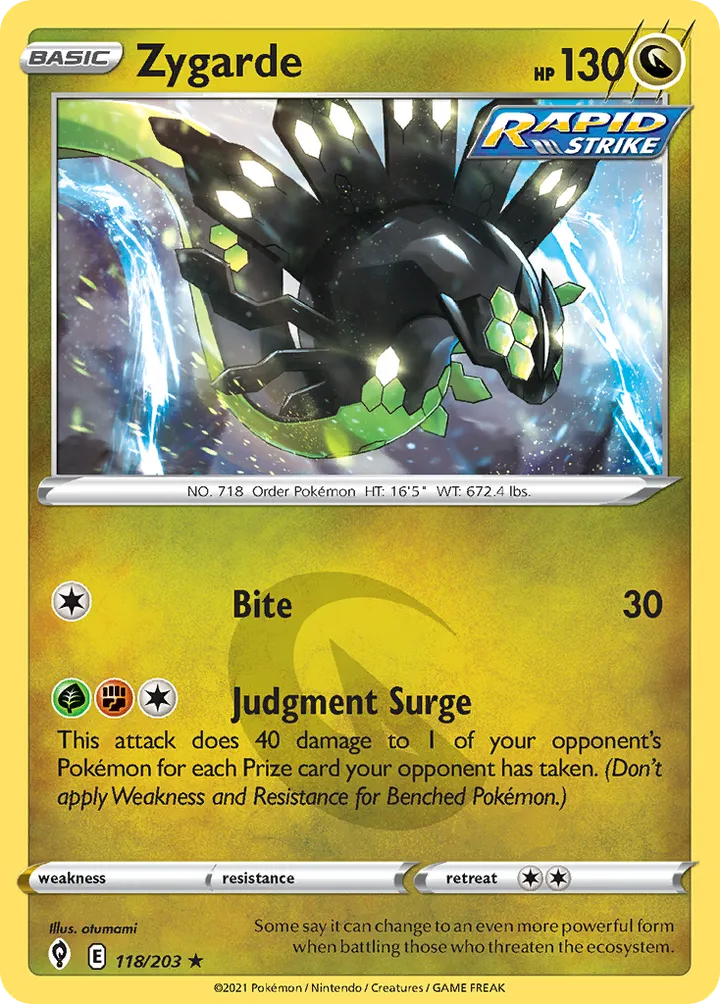 Sword & Shield—Evolving Skies 영어판 Zygarde 118 카드 앞면