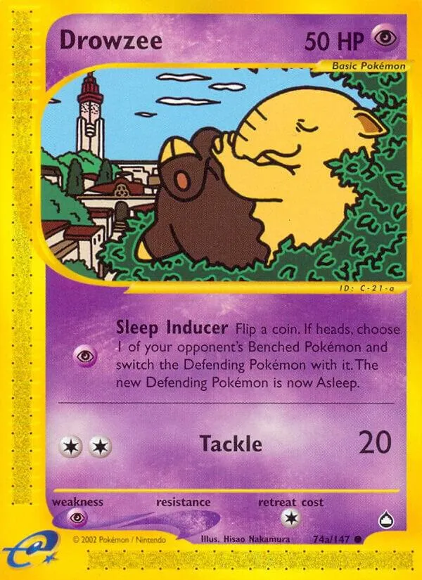 Aquapolis 英語版 Drowzee 74a カード表面