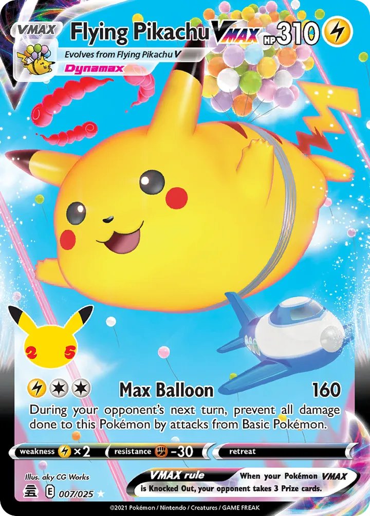 Celebrations 英語版 Flying Pikachu VMAX 7 カード表面