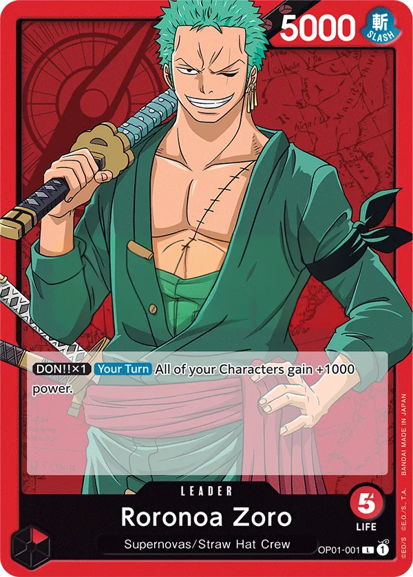 Romance Dawn 英語版 Roronoa Zoro OP01-001 カード表面