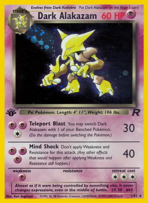 Team Rocket 영어판 Dark Alakazam 1 카드 앞면