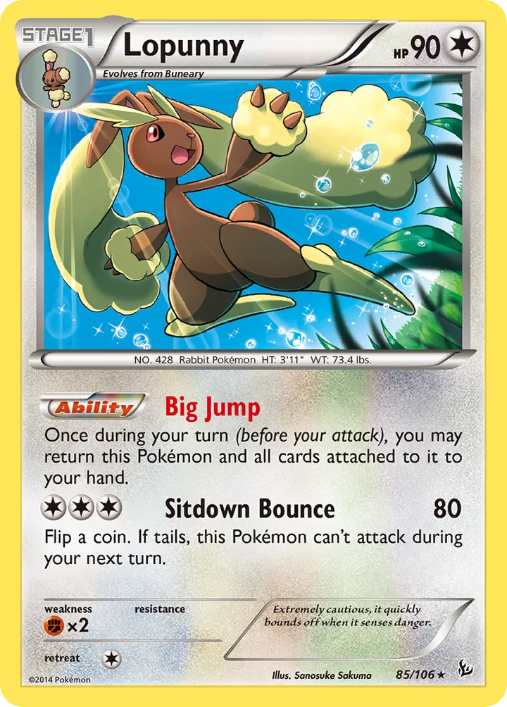 XY—Flashfire 영어판 Lopunny 85 카드 앞면