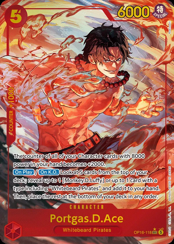 The Time of Battle 영어판 Portgas.D.Ace OP16-118 · 패럴렐 카드 앞면