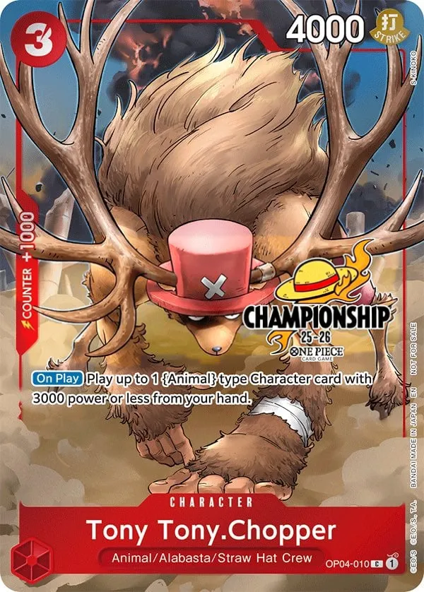 Kingdoms of Intrigue 영어판 Tony Tony.Chopper OP04-010 · 챔피언십 카드 앞면