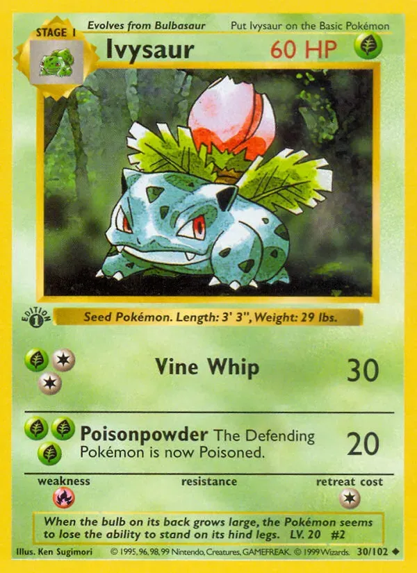 Base Set 영어판 Ivysaur 30 카드 앞면