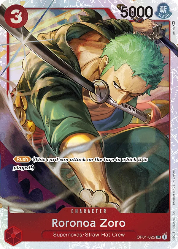 Romance Dawn 영어판 Roronoa Zoro OP01-025 · 패럴렐 2 카드 앞면