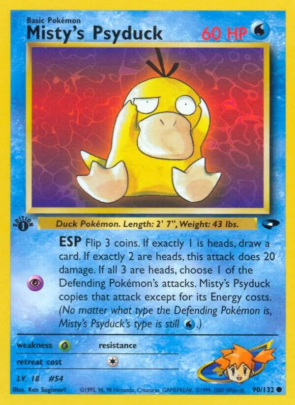 Gym Challenge 영어판 Misty's Psyduck 90 카드 앞면