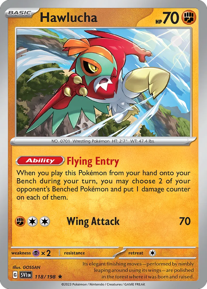 Scarlet & Violet 영어판 Hawlucha 118 카드 앞면