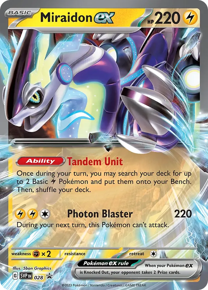 SVP Black Star Promos 英語版 Miraidon ex 28 カード表面