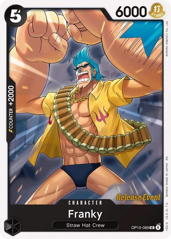 Adventure on Kami's Island 英語版 Franky OP15-089 · プレリリース カード表面