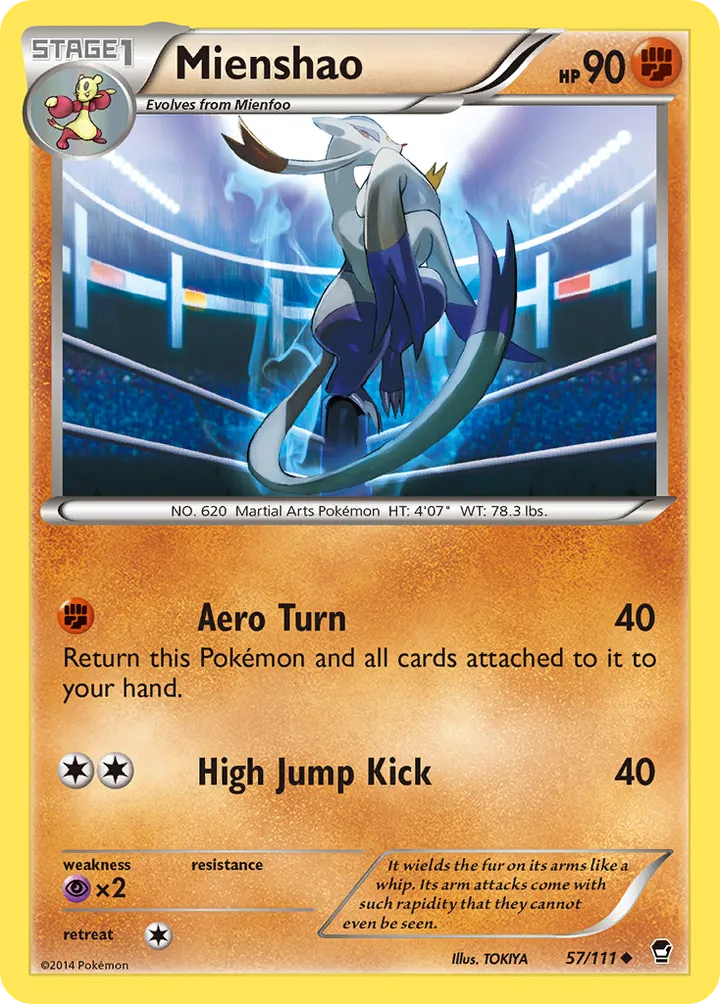 XY—Furious Fists 英語版 Mienshao 57 カード表面