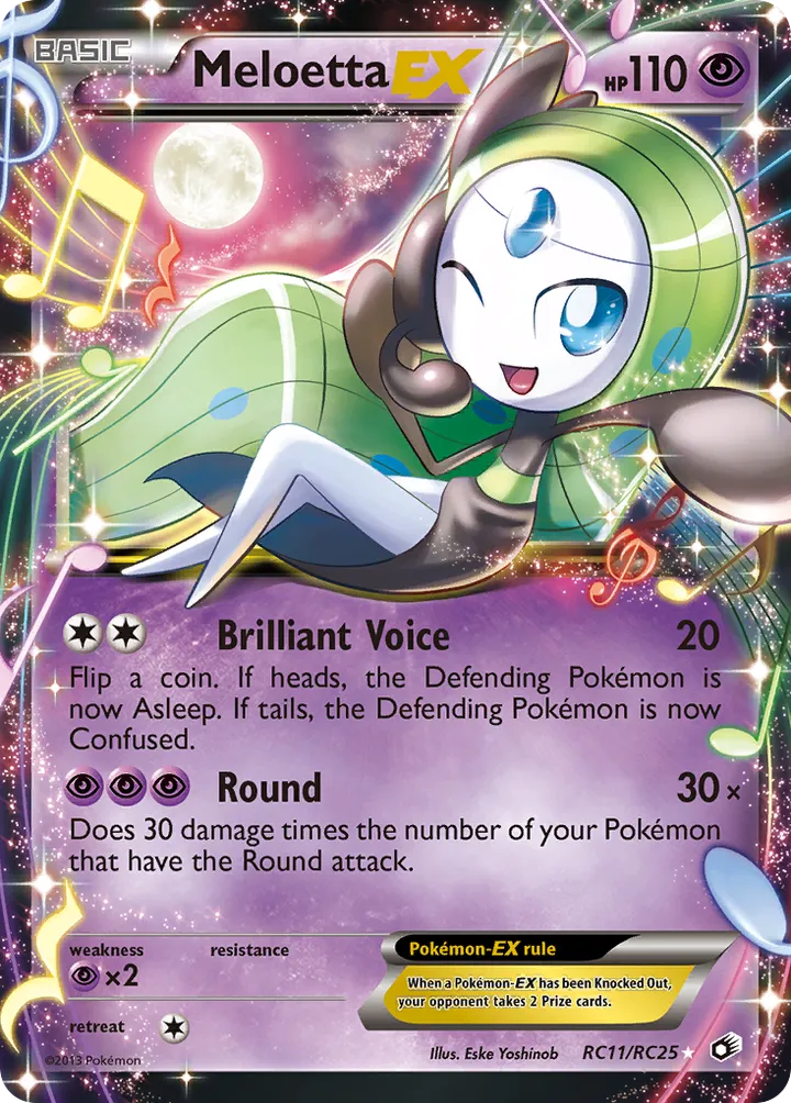 Black & White—Legendary Treasures 영어판 Meloetta-EX RC11 카드 앞면