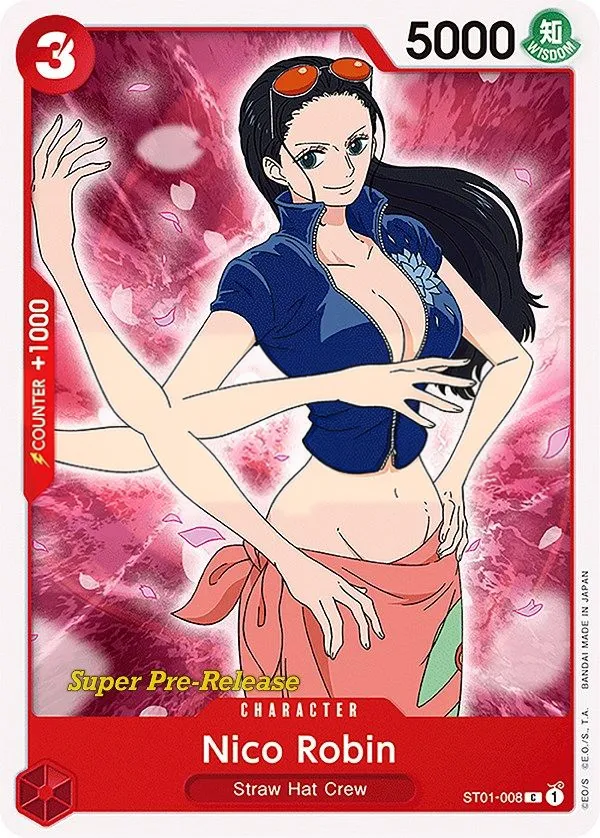Straw Hat Crew 英語版 Nico Robin ST01-008 · プレリリース カード表面