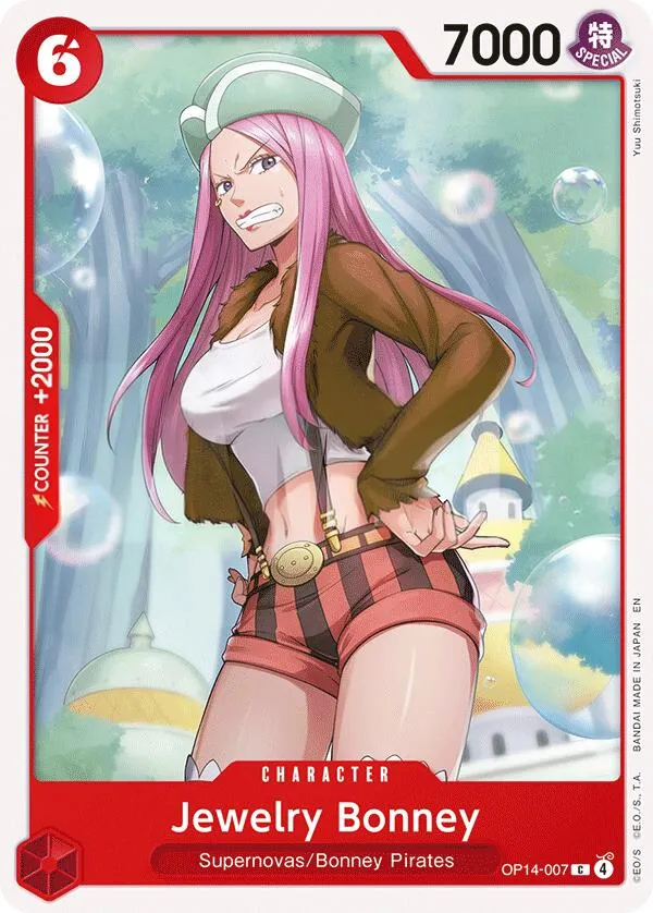 The Azure Sea's Seven 영어판 Jewelry Bonney OP14-007 카드 앞면