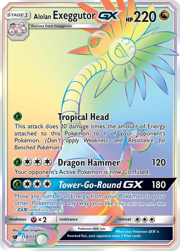 Sun & Moon—Crimson Invasion 영어판 Alolan exeggutor GX 118 카드 앞면