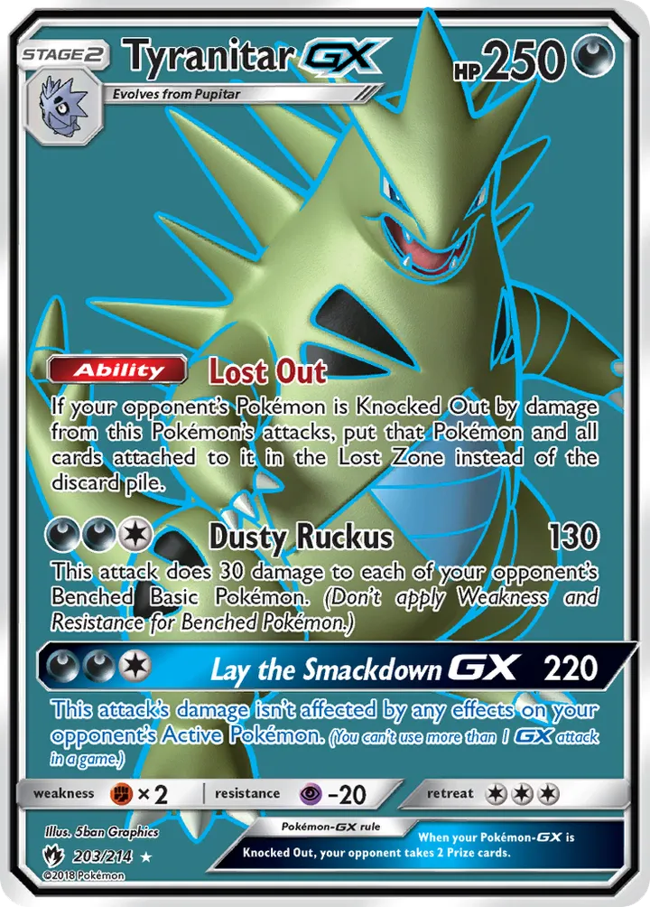 Sun & Moon—Lost Thunder 英語版 Tyranitar-GX 203 カード表面